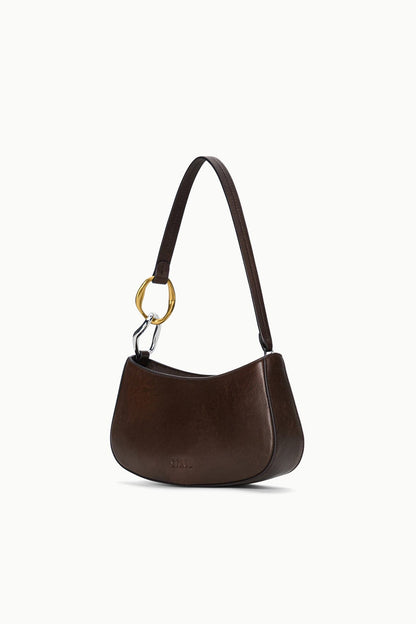 STAUD | Ollie Bag Espresso Leather Metallic Shoulder Bag - Staud
