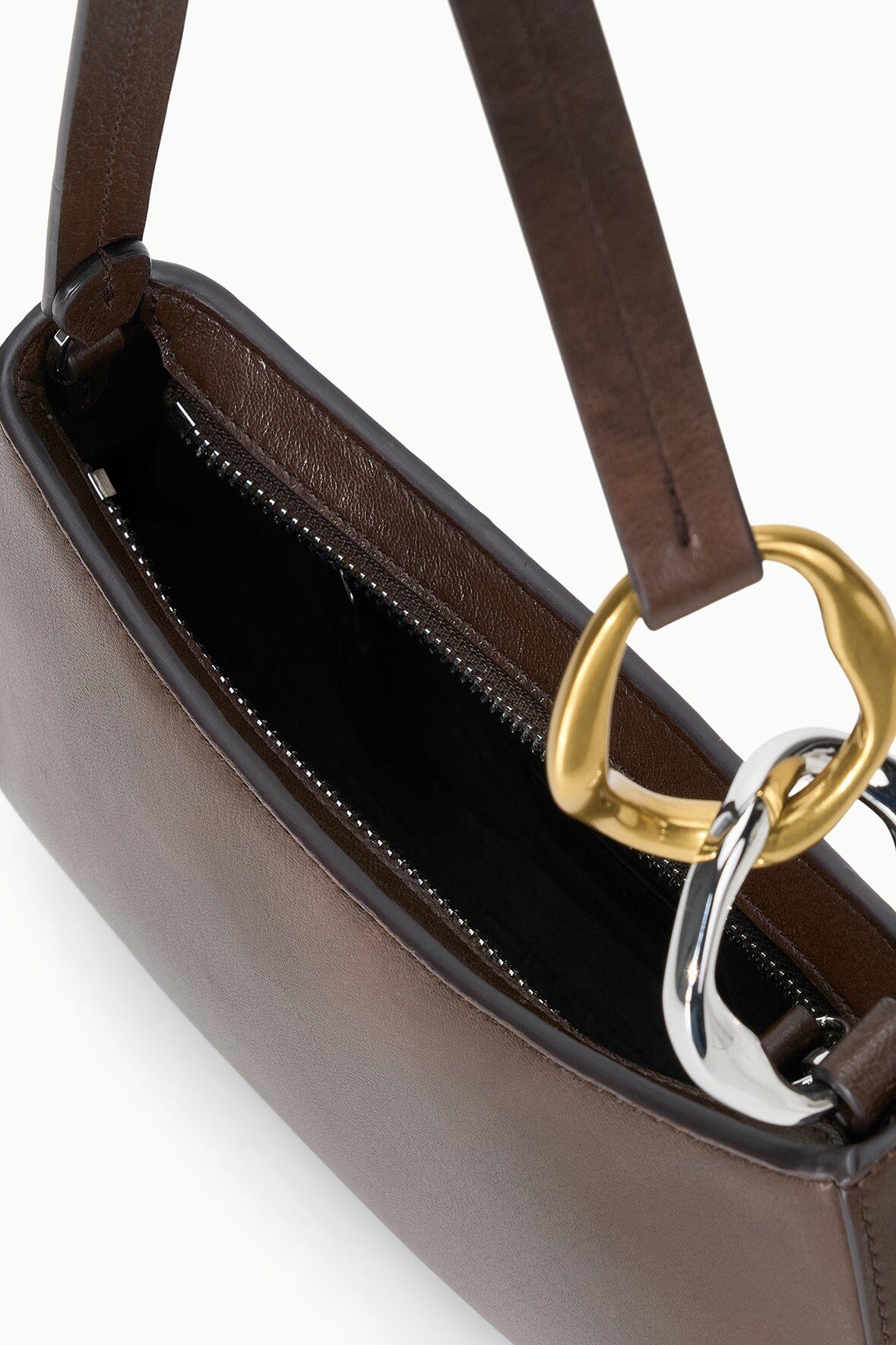 STAUD | Ollie Bag Espresso Leather Metallic Shoulder Bag - Staud
