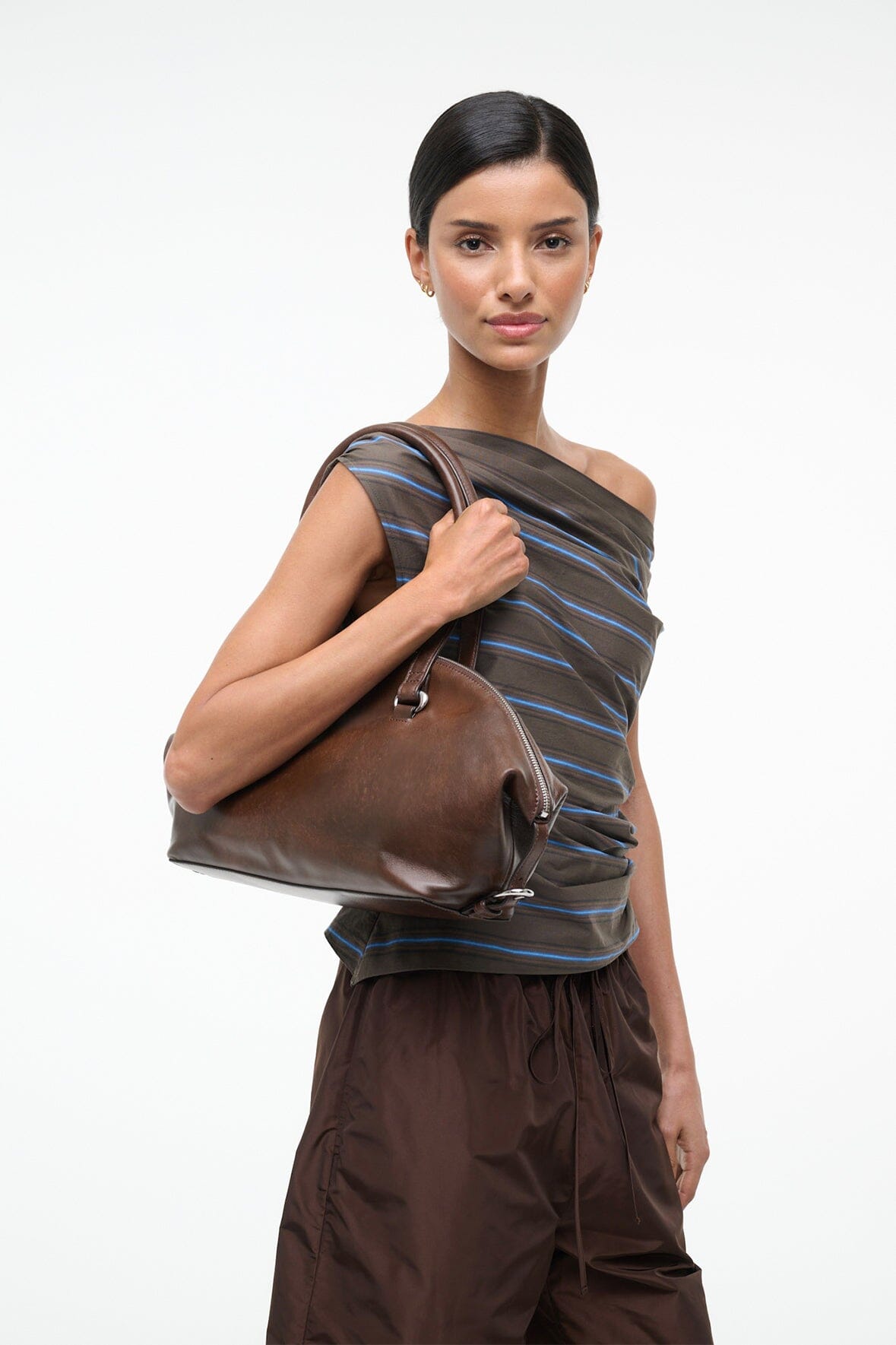 STAUD | Hester Shoulder Bag Espresso Distressed