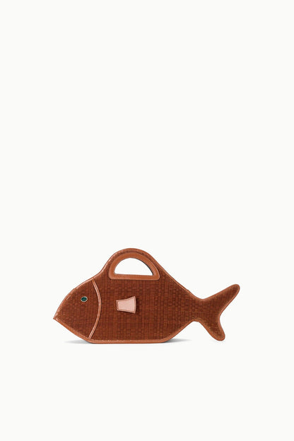 STAUD | Cleo Fish Bag In Tabac - Unique Woven Suede Design