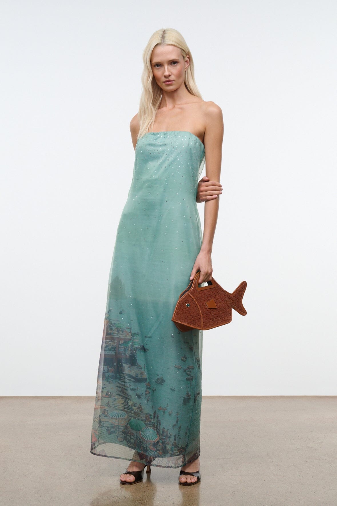 STAUD | Cleo Fish Bag In Tabac - Unique Woven Suede Design