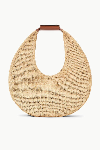 STAUD | Large Raffia Moon Tote Bag Natural Tan