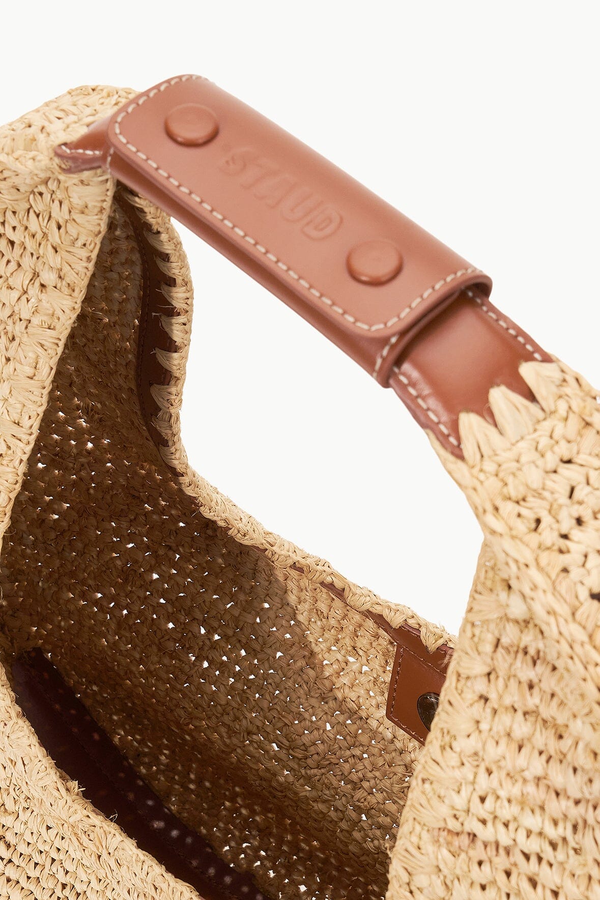 STAUD | Large Raffia Moon Tote Bag Natural Tan