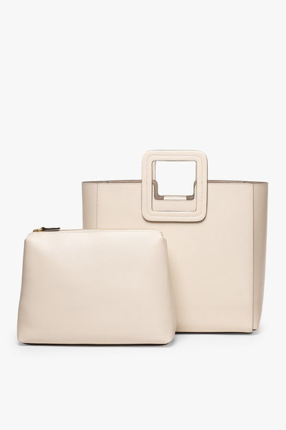 STAUD | Shirley Leather Tote Bag - Cream
