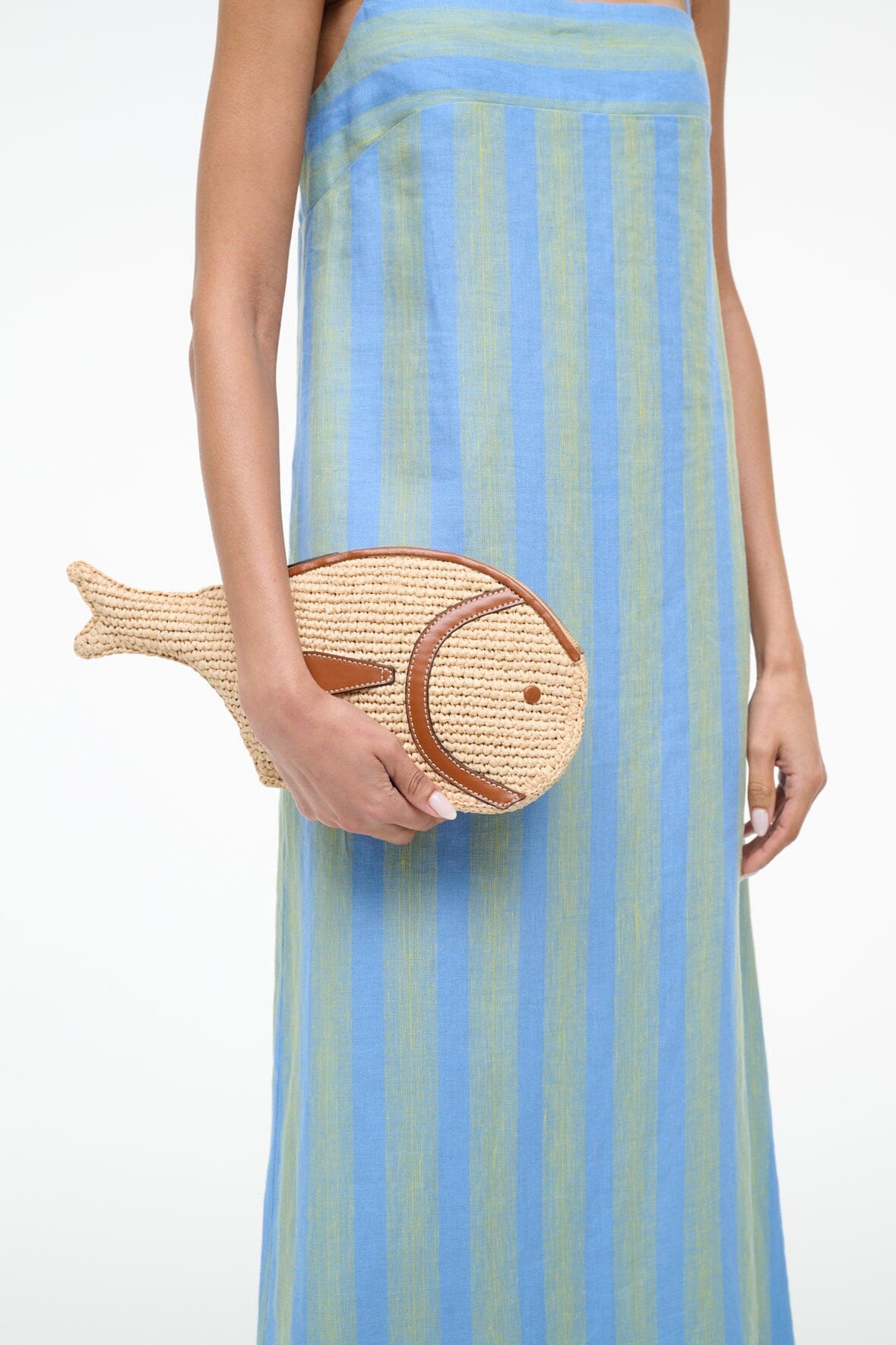 STAUD | Pesce Raffia Clutch Natural Tan