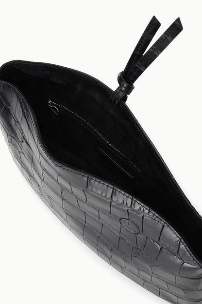 STAUD | Eve Clutch Black Croco