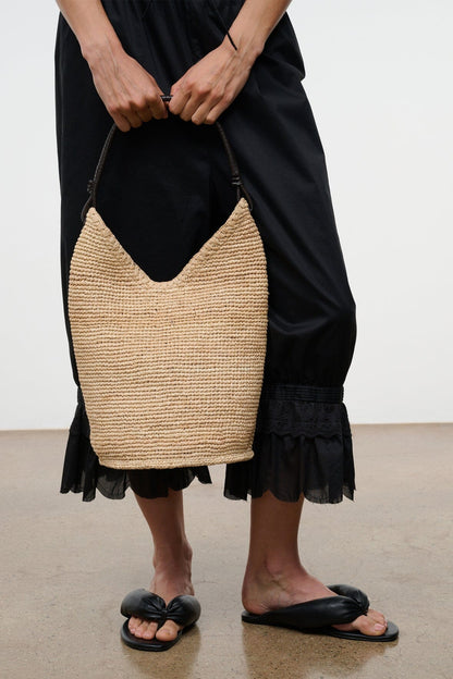 STAUD | Lani Large Raffia Bucket Bag Natural