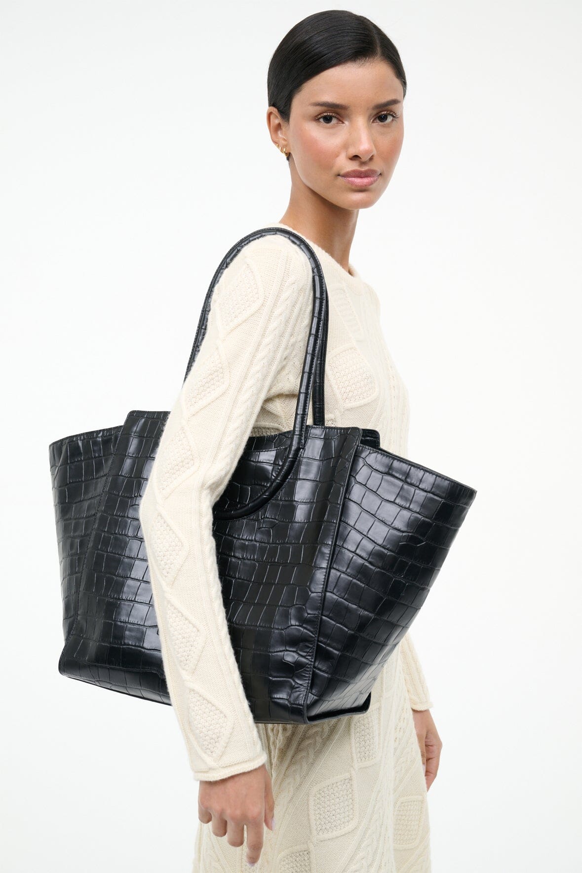STAUD | Maude Tote Bag Black Croco