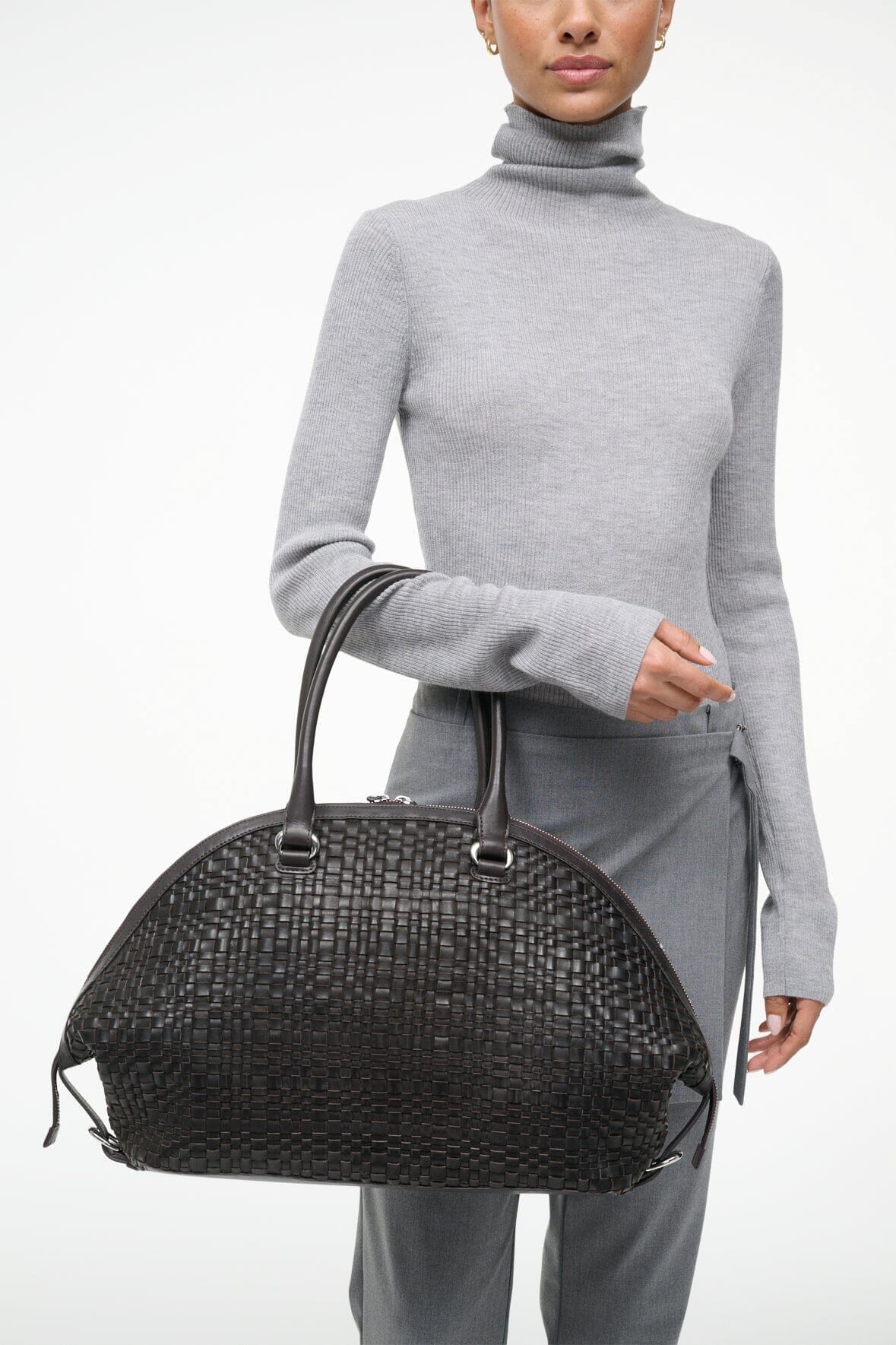 STAUD | Hester Satchel Espresso Woven