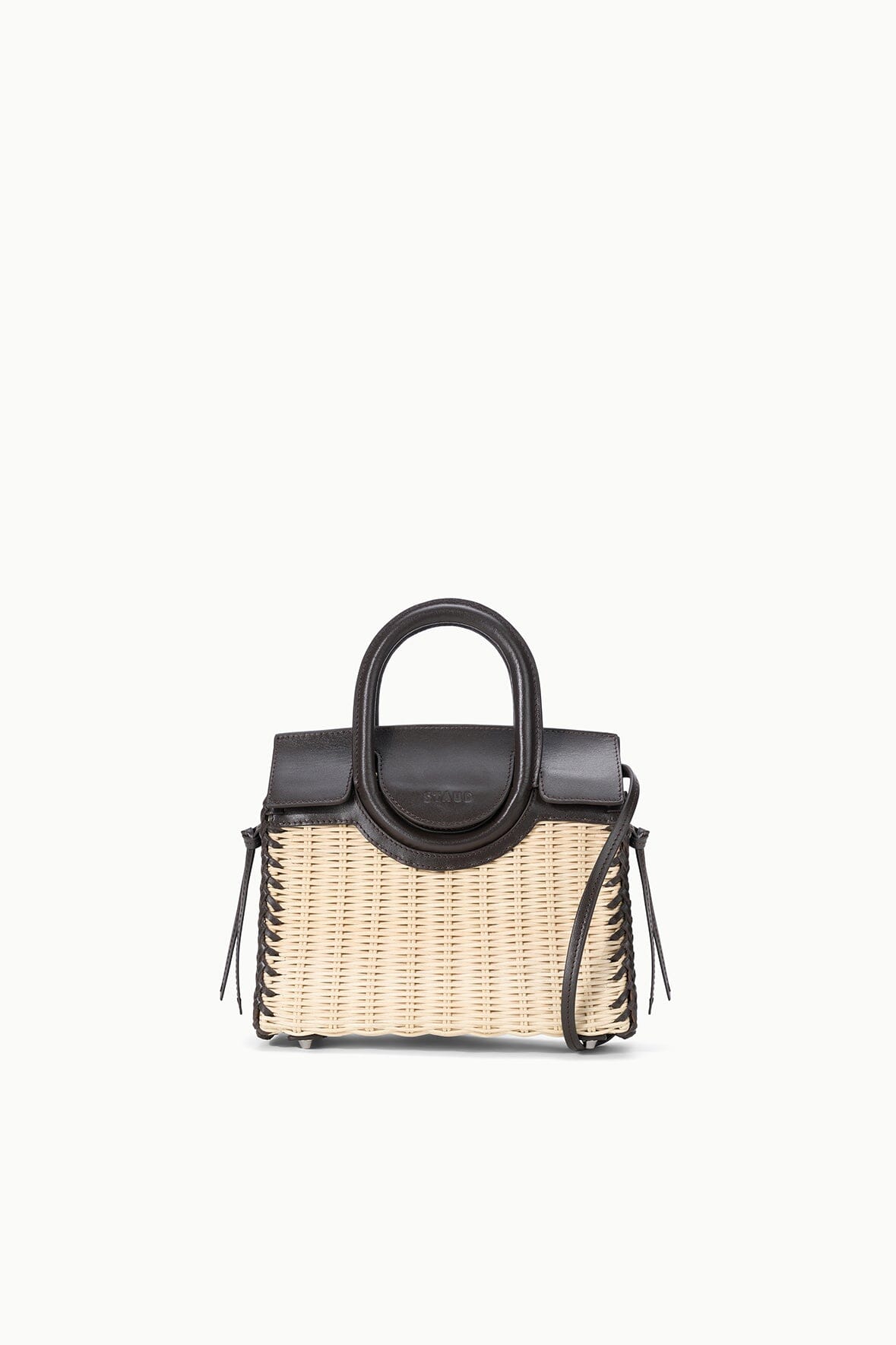 STAUD | Maude Mini Wicker Carryall Natural Espresso