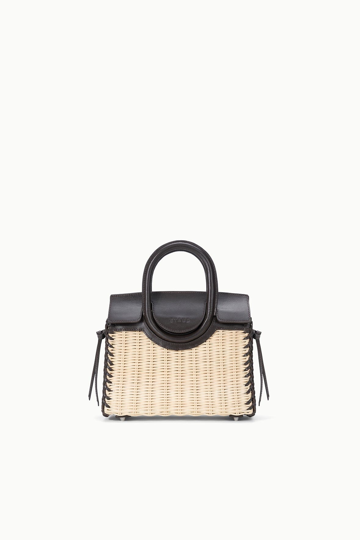 STAUD | Maude Mini Wicker Carryall Natural Espresso