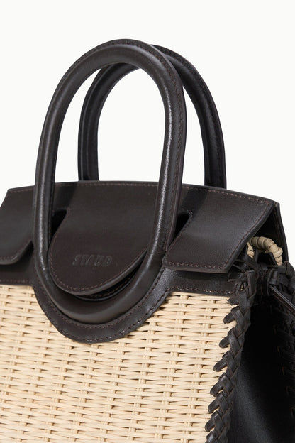 STAUD | Maude Mini Wicker Carryall Natural Espresso