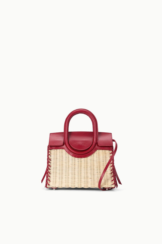 STAUD | Maude Mini Wicker Carryall Natural Rouge