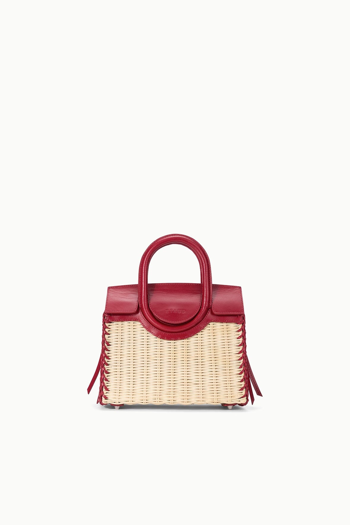 STAUD | Maude Mini Wicker Carryall Natural Rouge