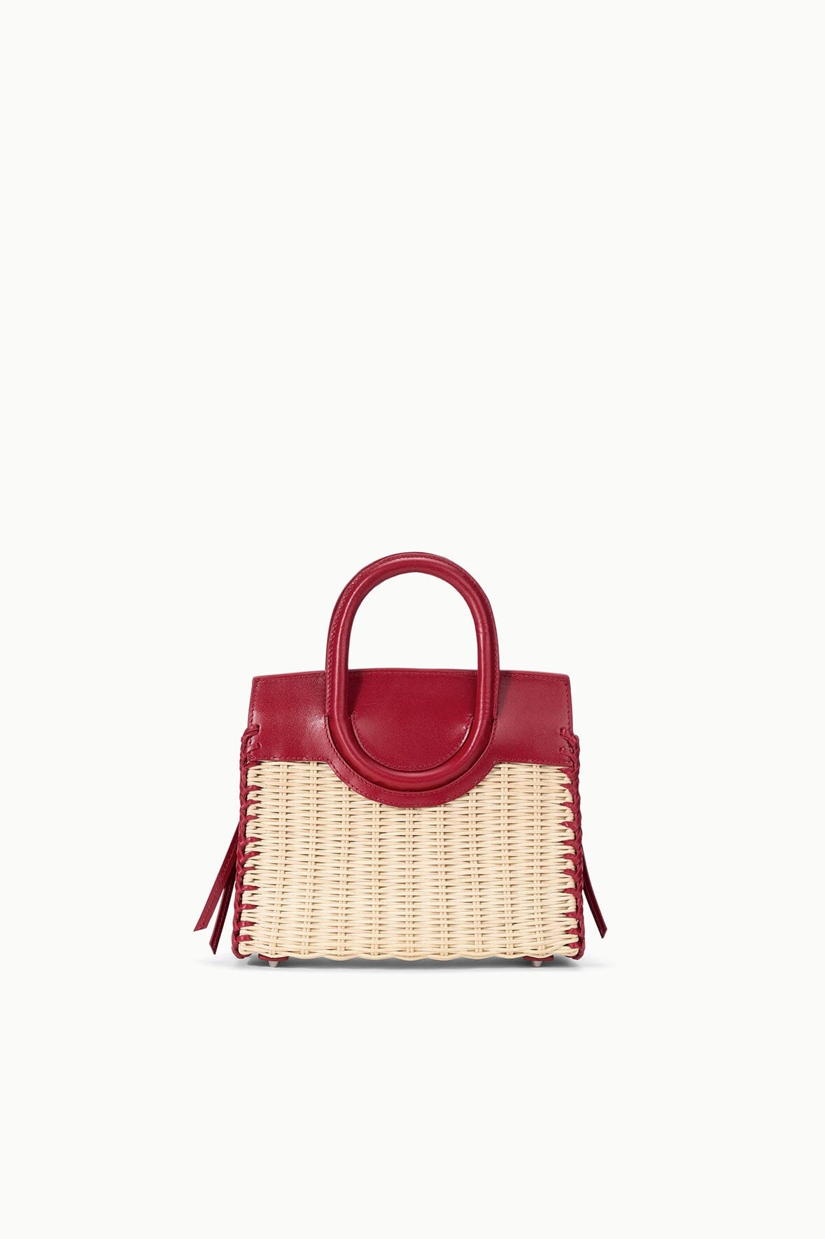 STAUD | Maude Mini Wicker Carryall Natural Rouge