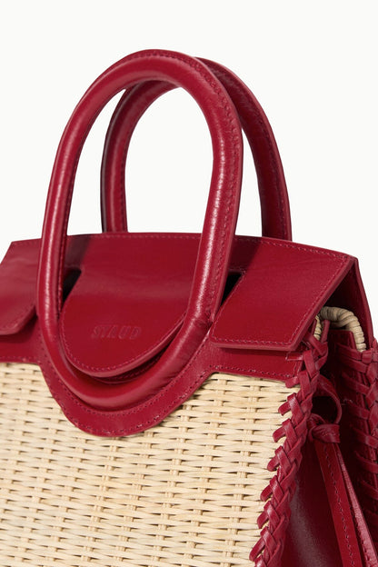 STAUD | Maude Mini Wicker Carryall Natural Rouge
