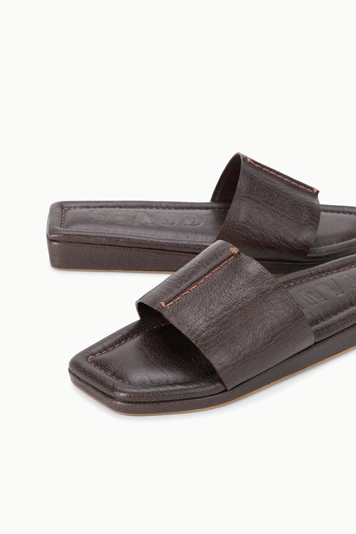 STAUD | Fallon Espresso Brown Leather Platform Sandals - Staud