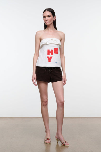 STAUD | Carrie Mule Cream Red Rose