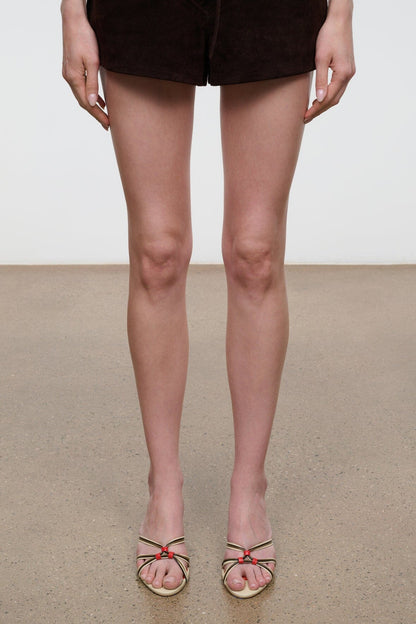 STAUD | Carrie Mule Cream Red Rose