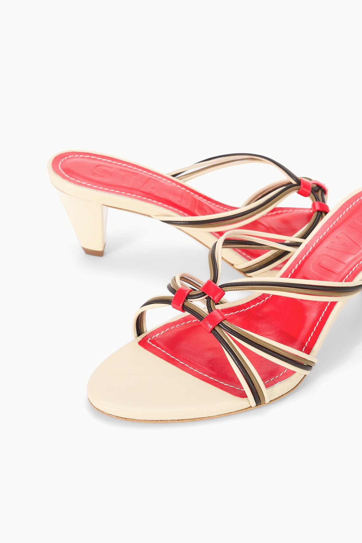 STAUD | Carrie Mule Cream Red Rose