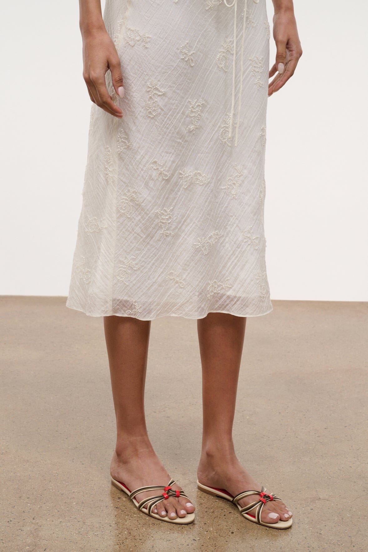STAUD | Carrie Sandal Cream Red Rose