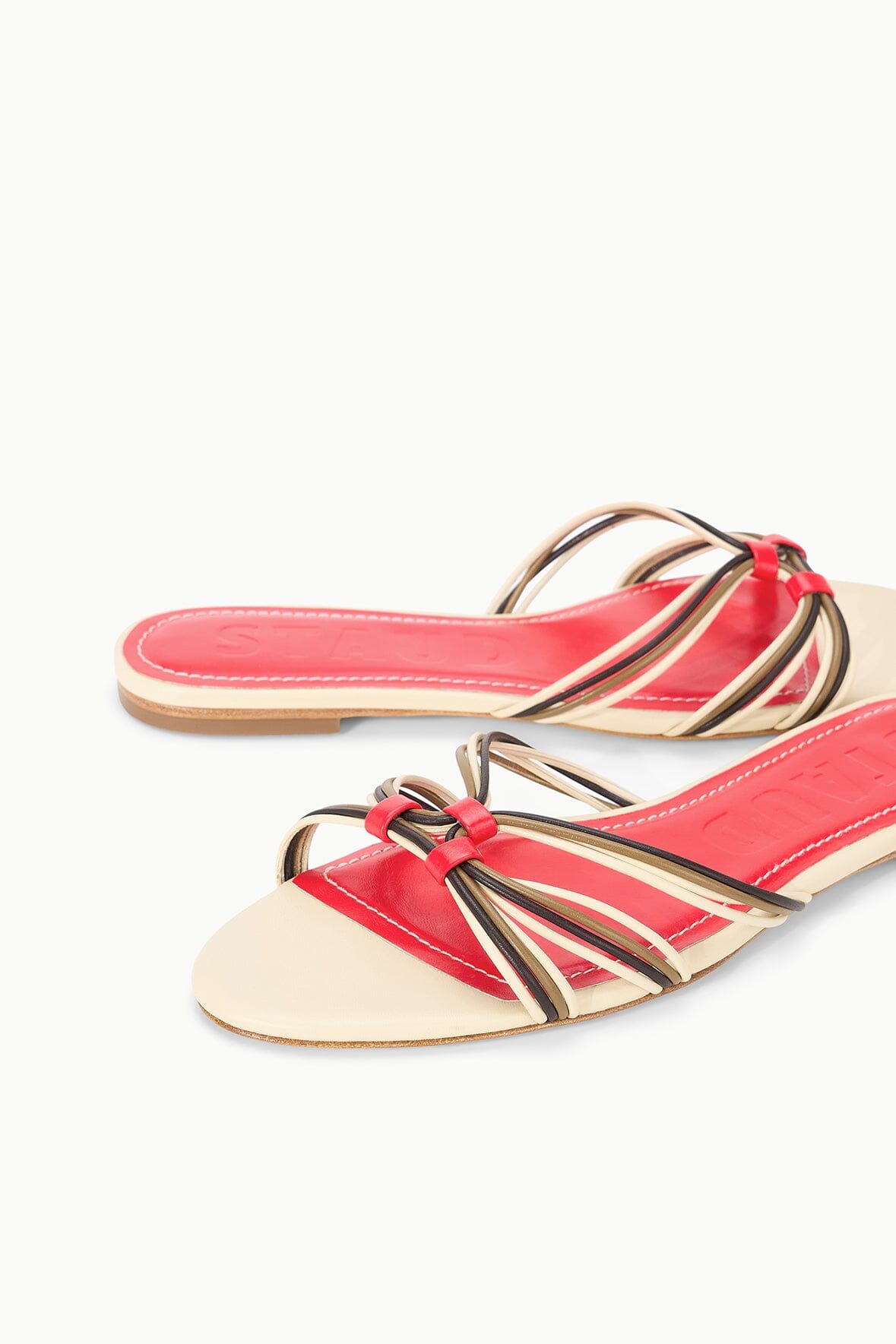 STAUD | Carrie Sandal Cream Red Rose