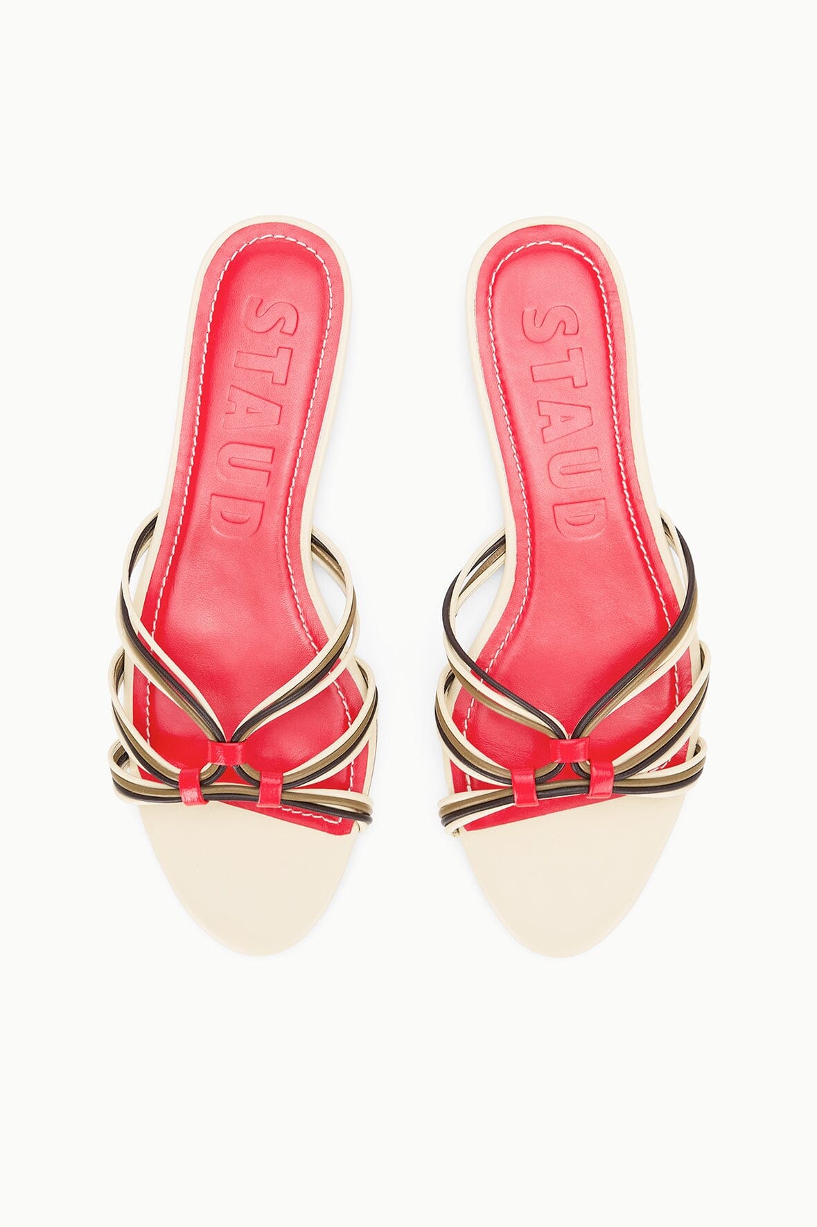 STAUD | Carrie Sandal Cream Red Rose