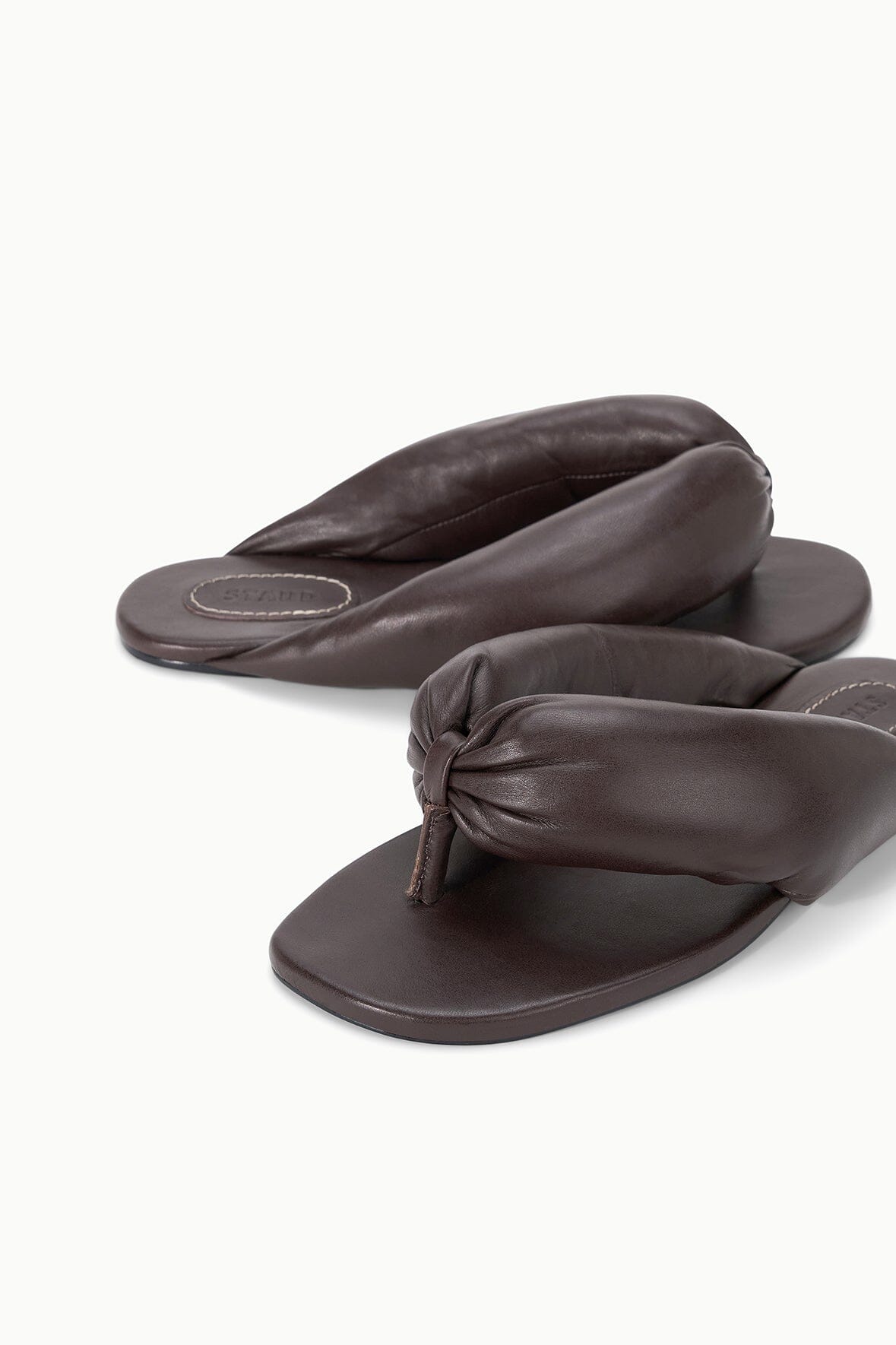 STAUD | Juno Espresso Brown Puffy Leather Sandals - Staud