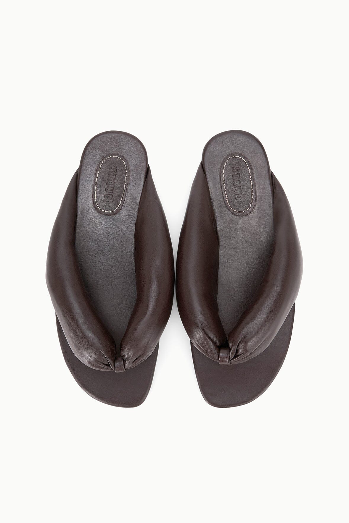 STAUD | Juno Espresso Brown Puffy Leather Sandals - Staud
