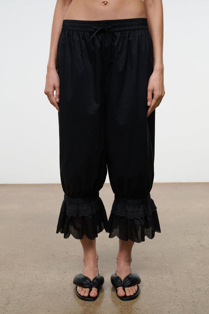 STAUD | Juno Black Puffy Leather Sandals - Staud