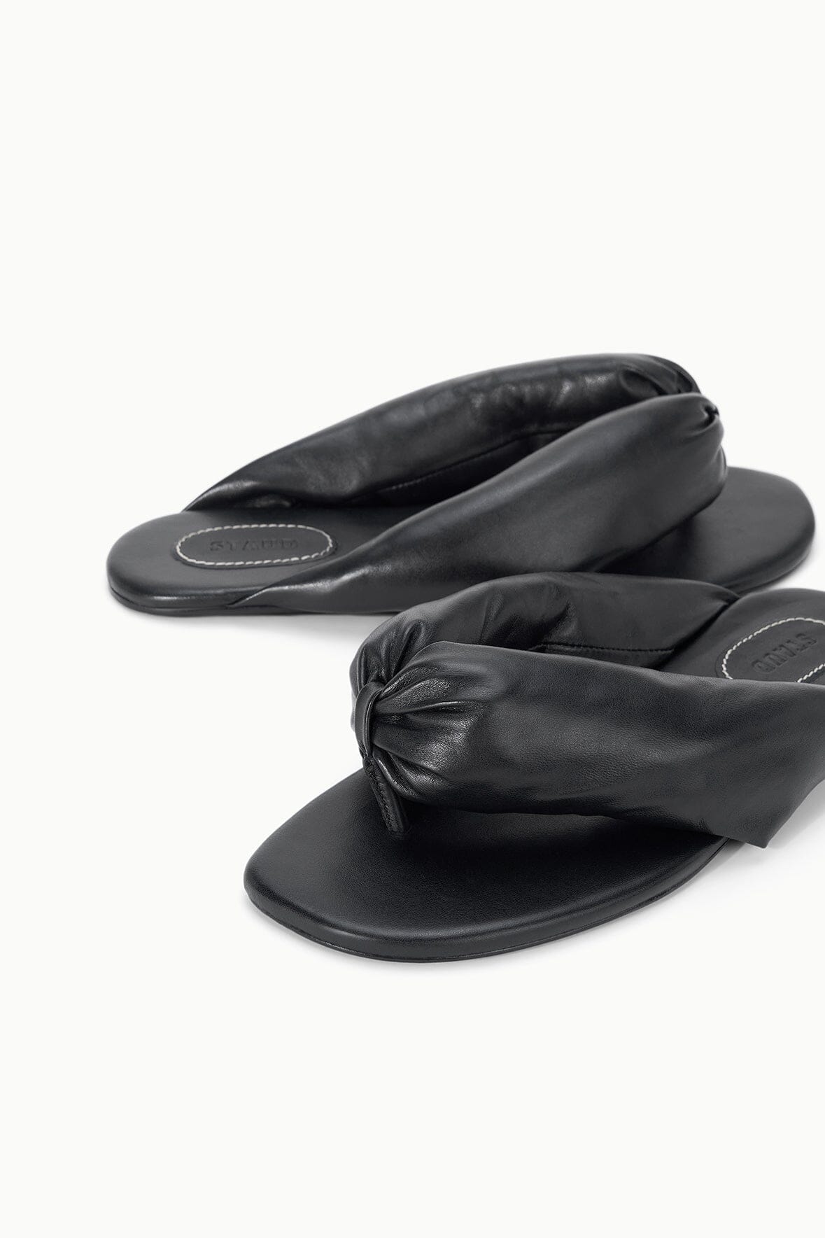 STAUD | Juno Black Puffy Leather Sandals - Staud