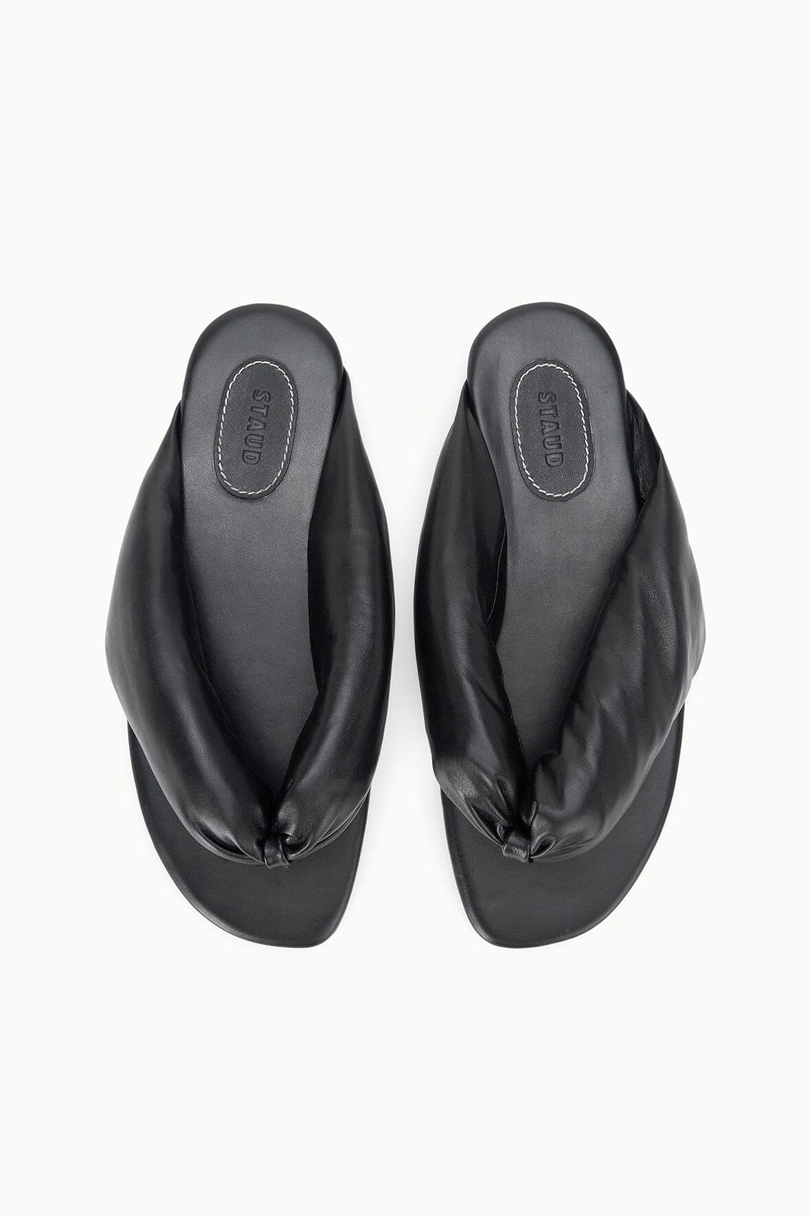 STAUD | Juno Black Puffy Leather Sandals - Staud