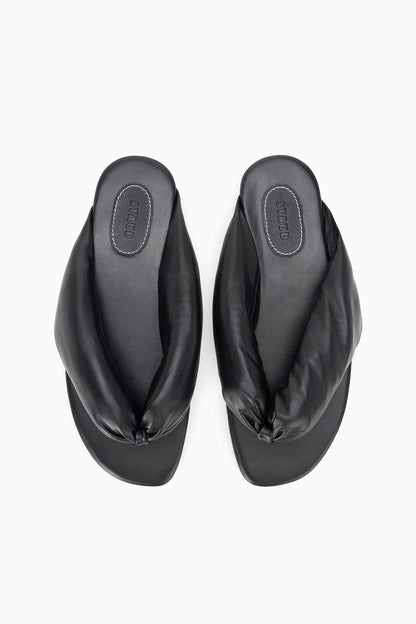 STAUD | Juno Black Puffy Leather Sandals - Staud
