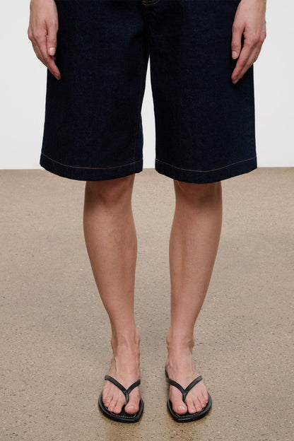 STAUD | Freja Black Sandals - Nappa Leather Flip Flops