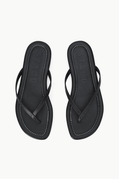 STAUD | Freja Black Sandals - Nappa Leather Flip Flops