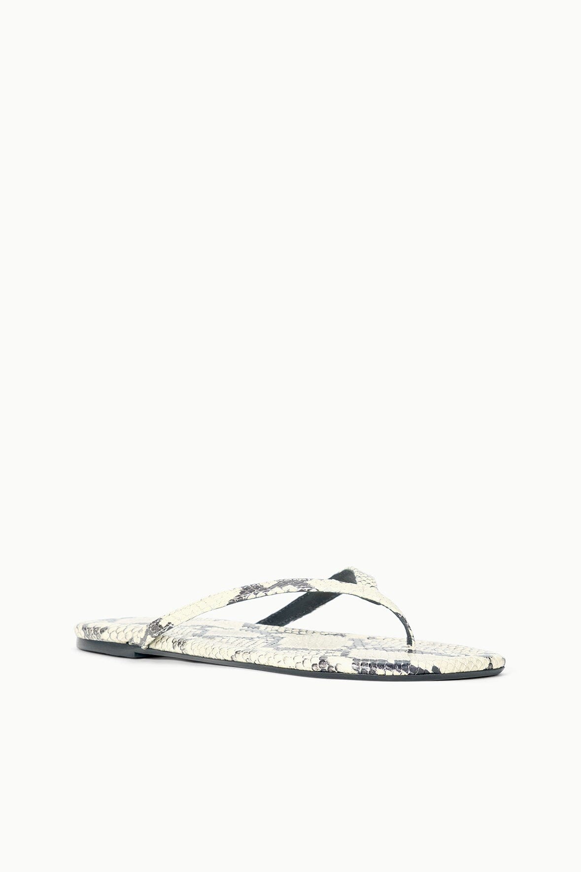 STAUD | Freja Thong Sandals - White Snake Embossed Leather Style