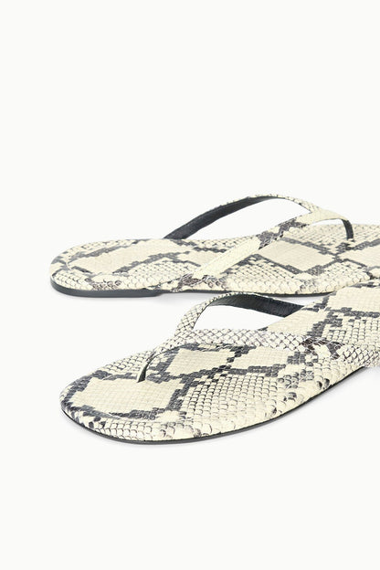 STAUD | Freja Thong Sandals - White Snake Embossed Leather Style