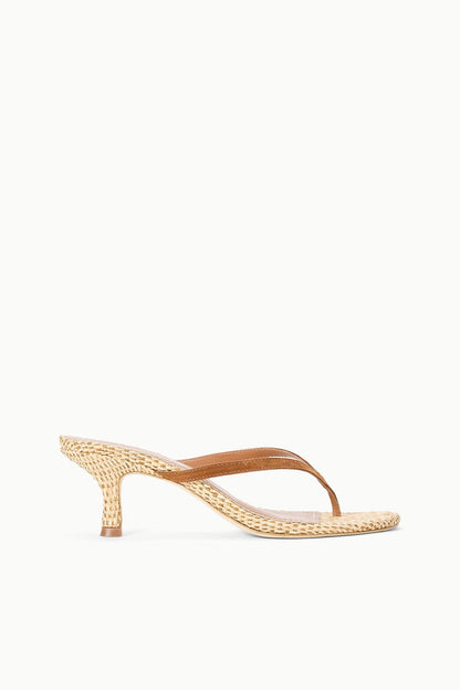 STAUD | Freja Thong Kitten Heel Tabac Natural