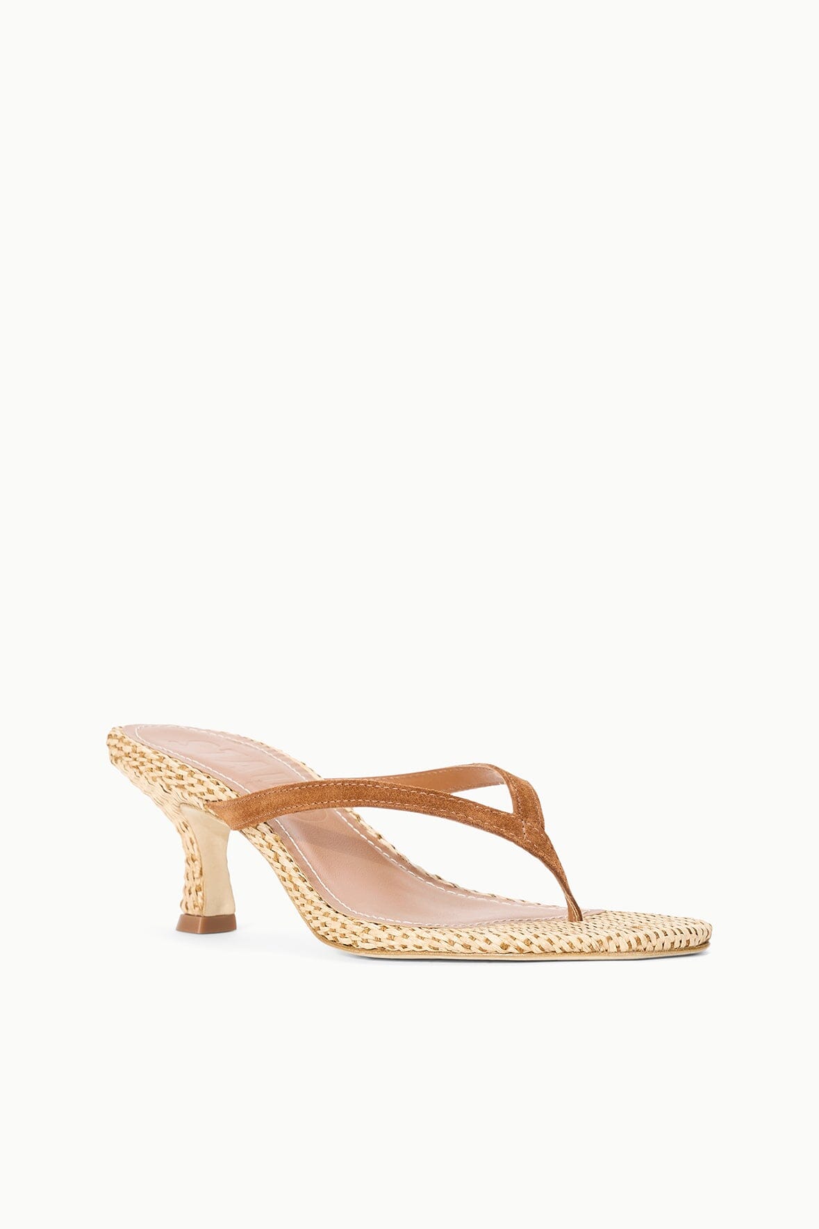 STAUD | Freja Thong Kitten Heel Tabac Natural
