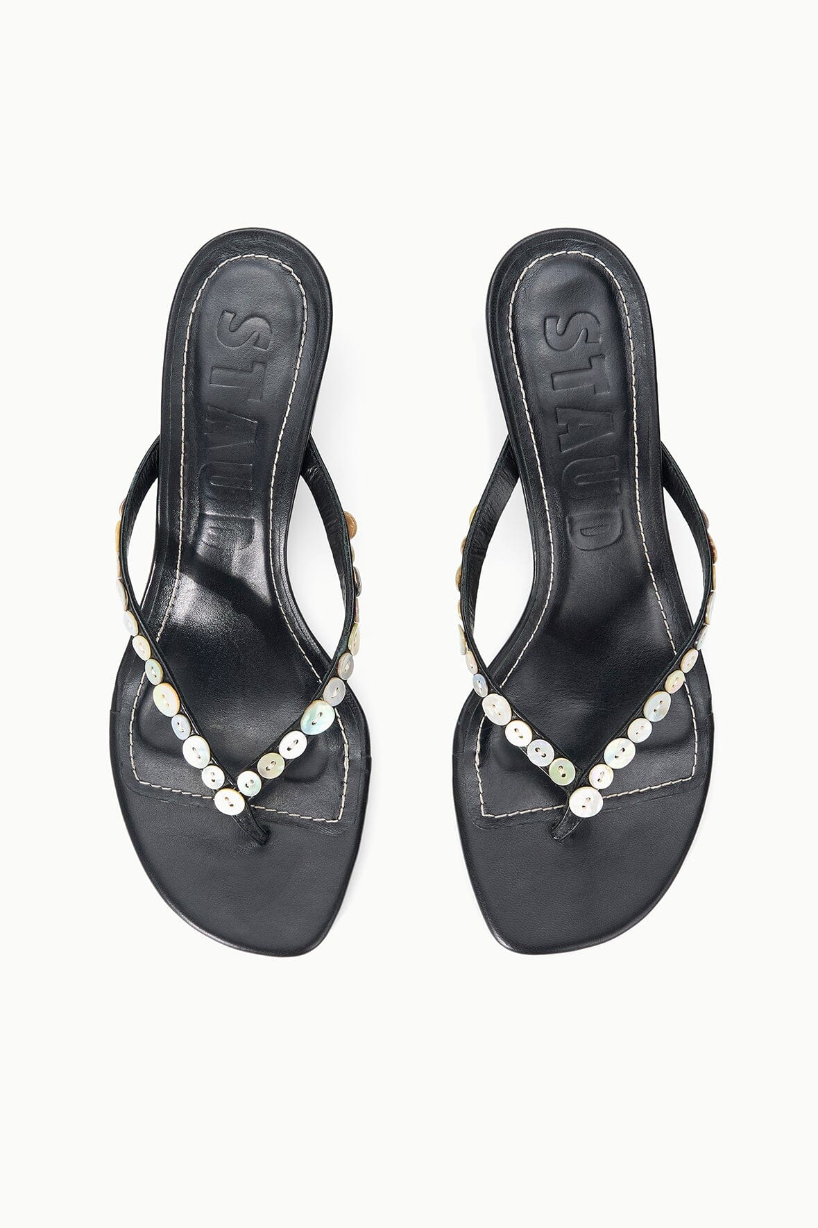 STAUD | Freja Thong Kitten Heel Mother Of Pearl