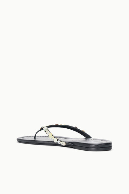 STAUD | Freja Thong Leather Sandal With Mother Of Pearl Buttons