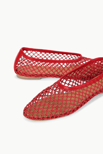STAUD | Alba Ballet Flat Red Netting