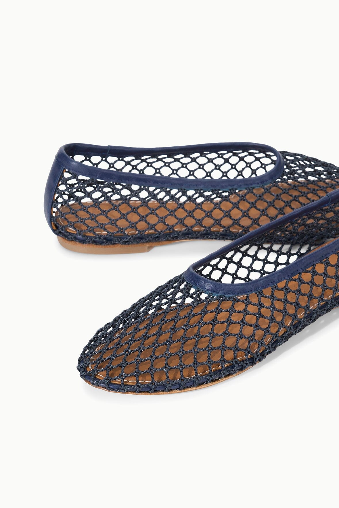 STAUD | Alba Ballet Flat Navy Netting