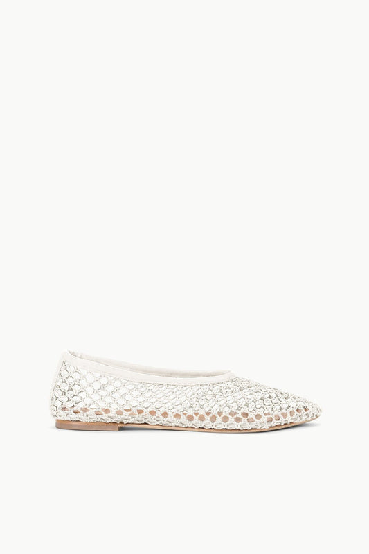 STAUD | Alba Ballet Flat Paper Netting