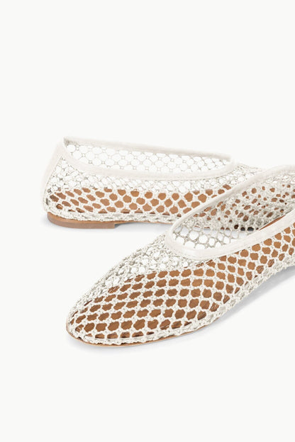 STAUD | Alba Ballet Flat Paper Netting