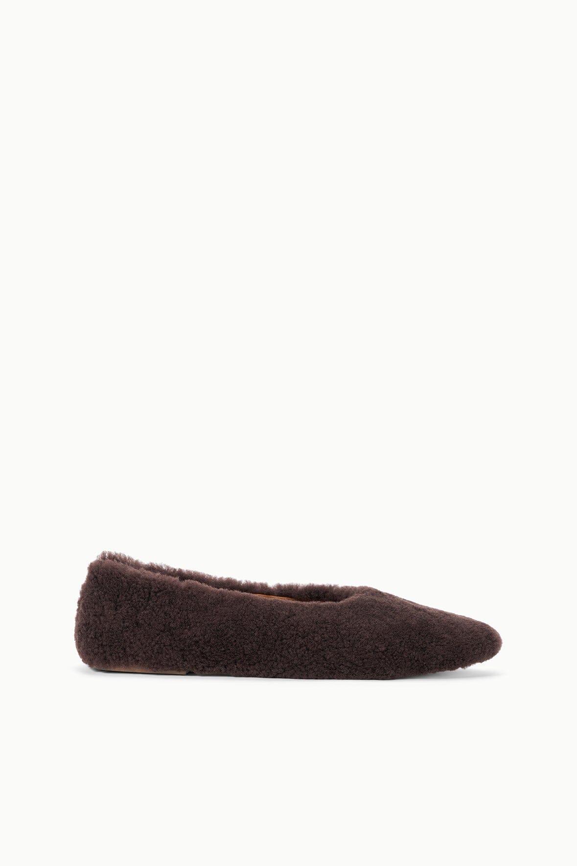 STAUD | Alba Ballet Flat Espresso Shearling