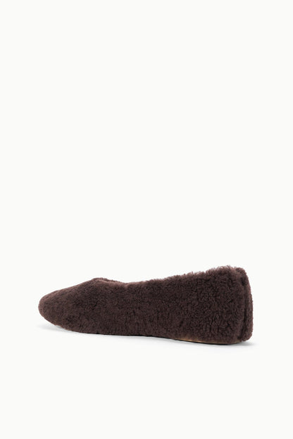 STAUD | Alba Ballet Flat Espresso Shearling