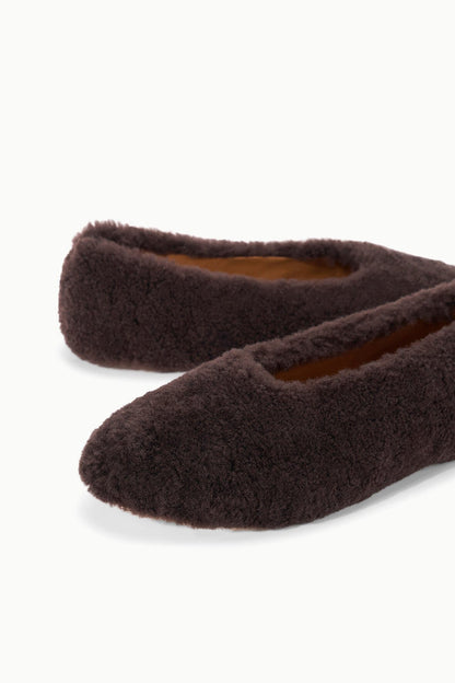 STAUD | Alba Ballet Flat Espresso Shearling