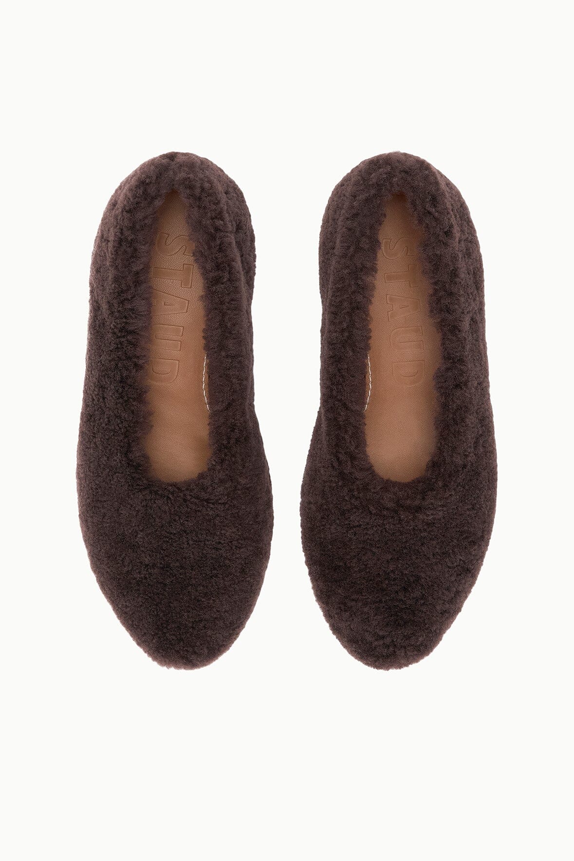 STAUD | Alba Ballet Flat Espresso Shearling