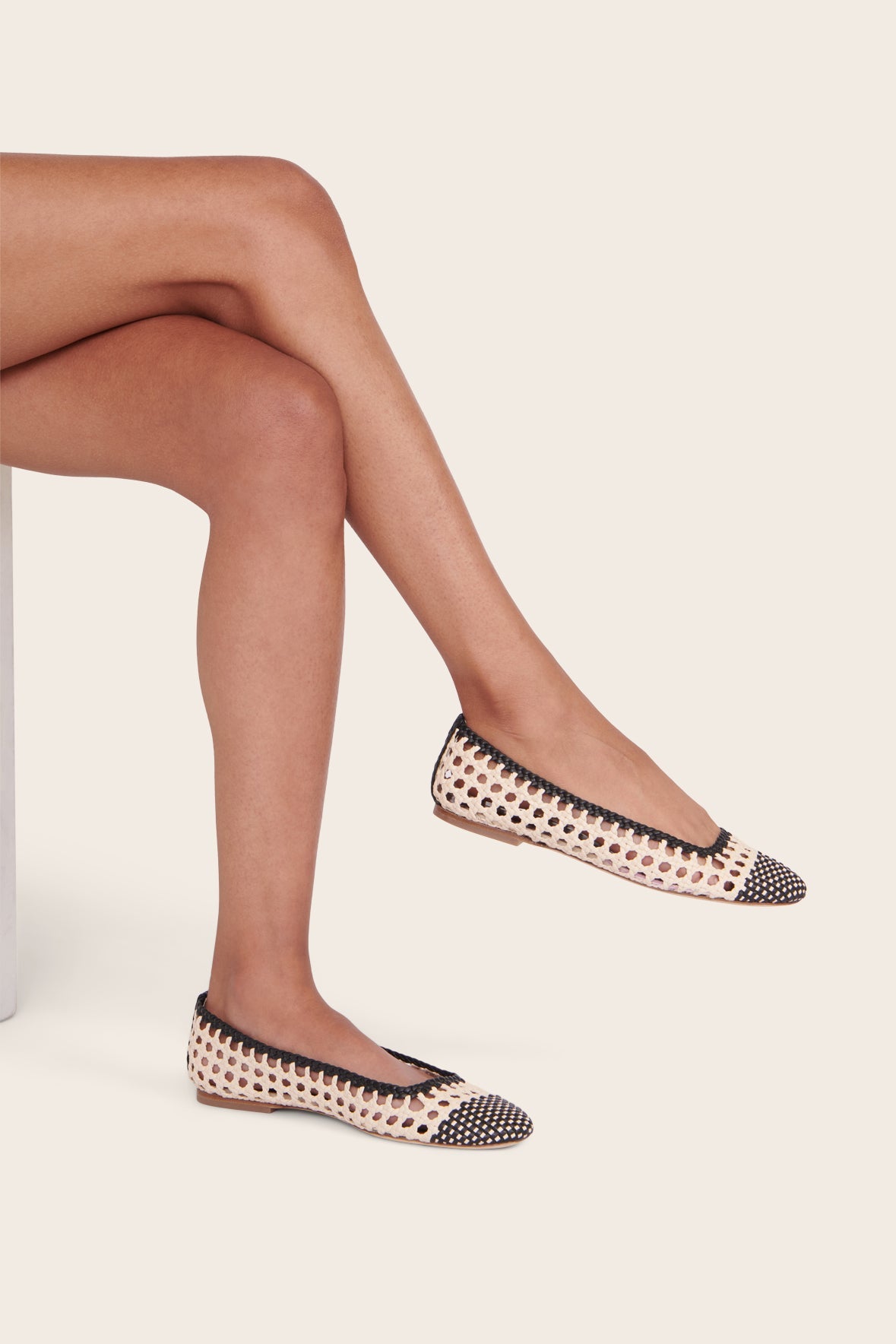 STAUD | Nell Crochet Ballerina Cream Black